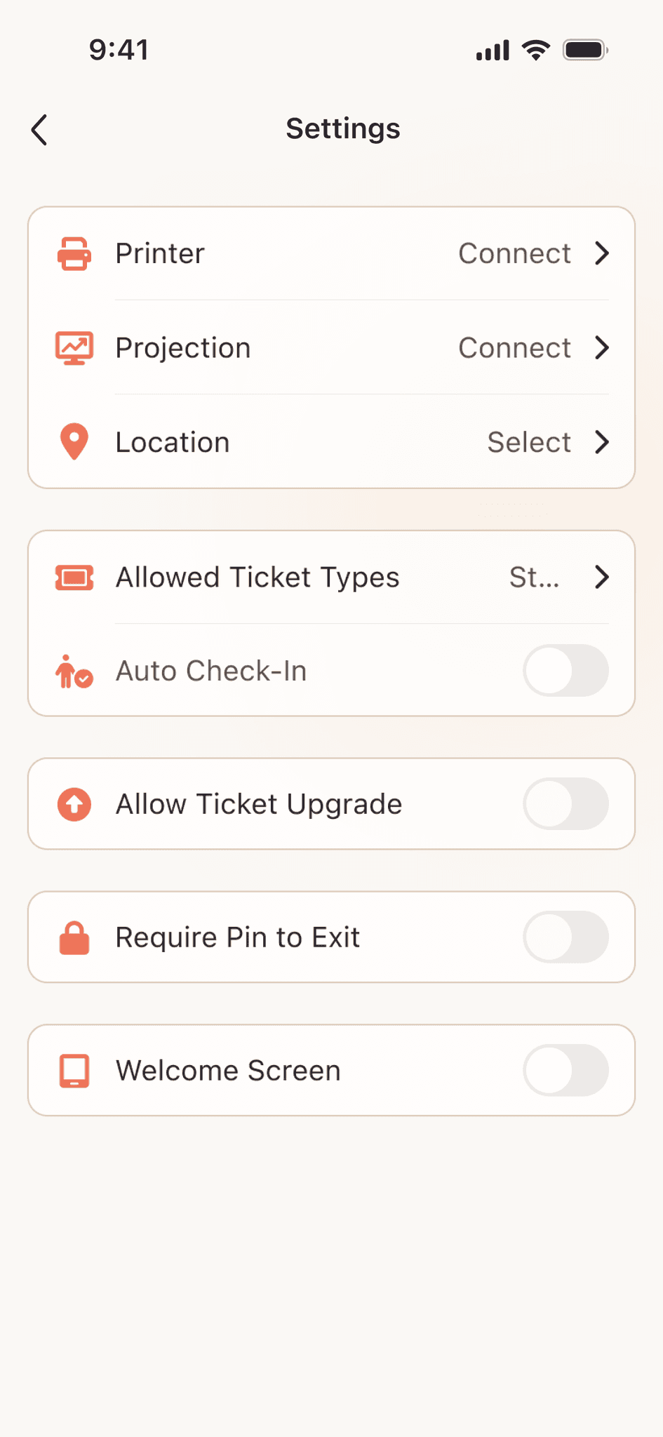 A second event theme applied to the same check-in screen